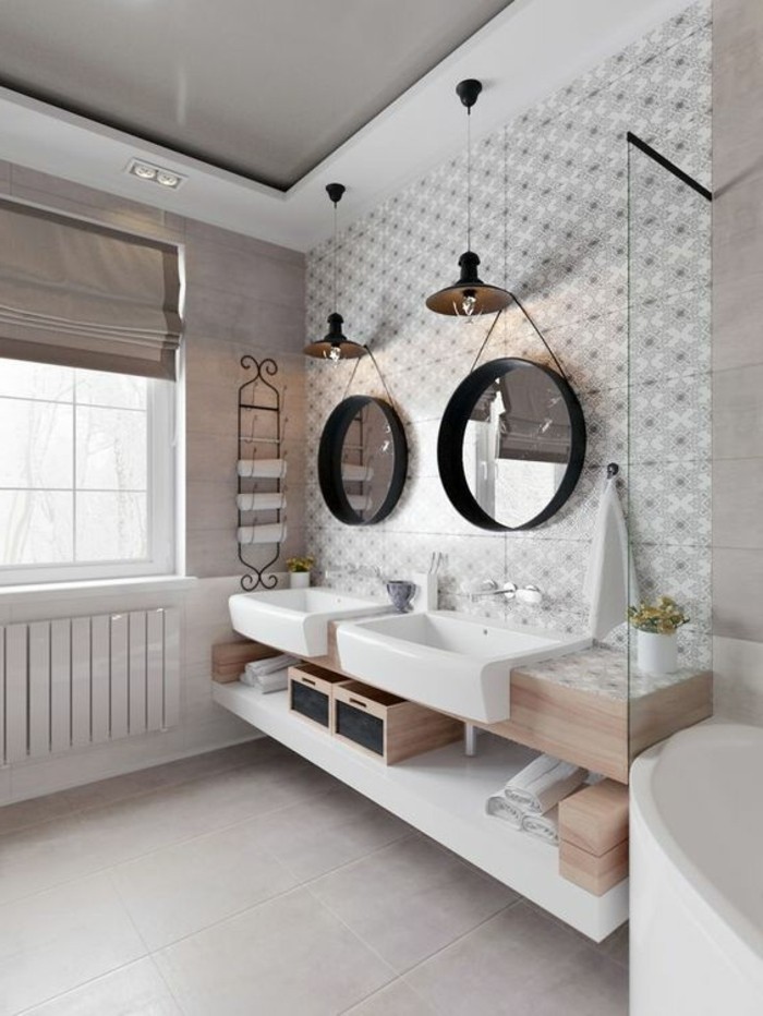 azulejos-de-figuras-espejos-redondos-baño-estilo-escandinavo-detalles-de-madera