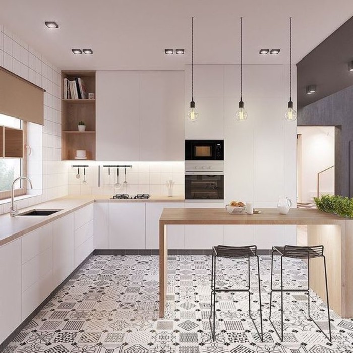 muebles-de-cocina-en-blanco-piso-mosaico-estilo-nordico