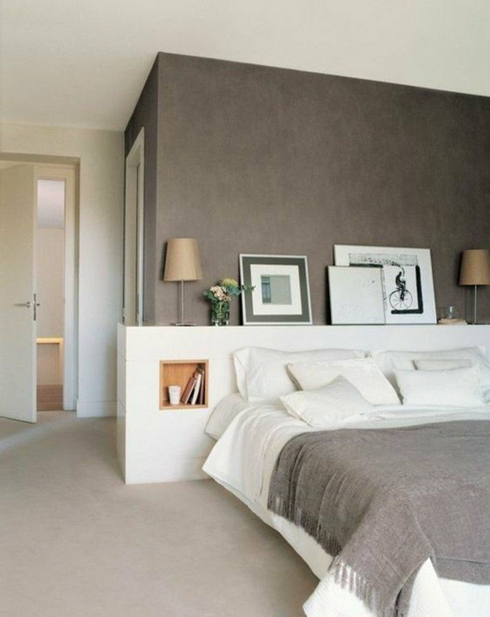 decoración-de-dormitorios-colores-naturales-manta-gris-pared-gris-estilo-simple
