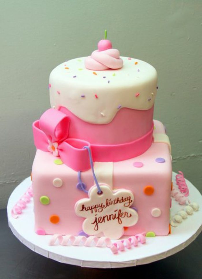 decoración-de-tartas-para-niña-cinta-rosa-decoración-interesante-cumpleaños