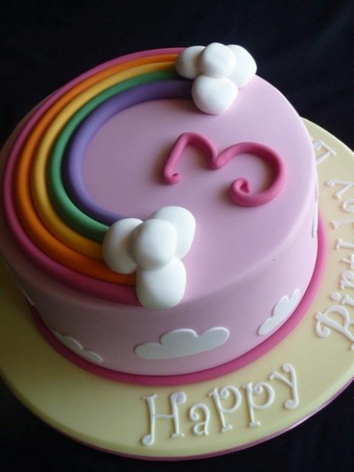 decoración-de-tartas-para-niños-arco-iris-colores-pasteles-decoración-simple