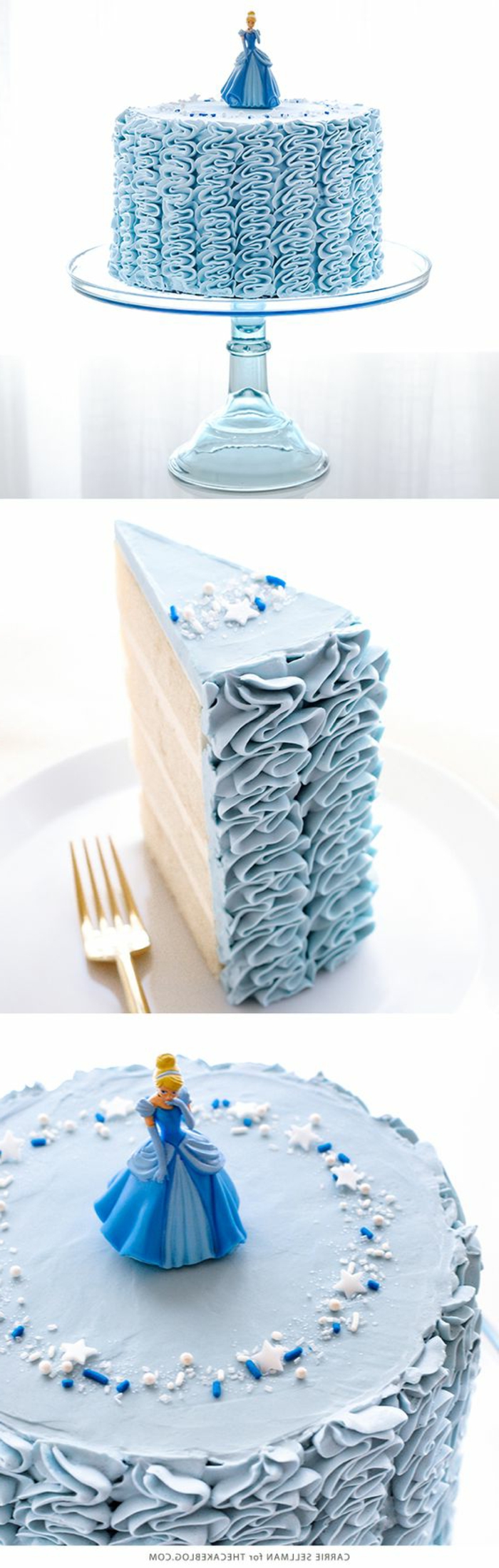 tartas-de-cumpleaños-dibujo-cenicienta-tarta-azul-niños-Disney