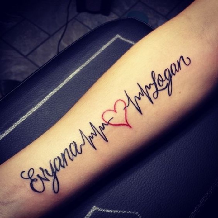 tatuajes de nombres, dos nombres importantes, tatuaje en la mano, corazón