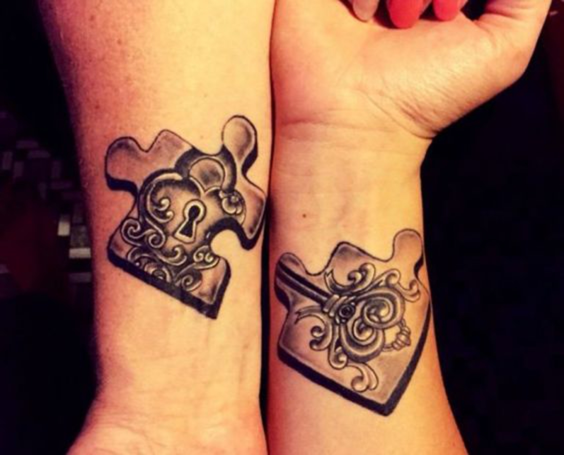 tatuajes para parejas, piezas de rompecabezas, tatuajes complementarios, amor, romántico