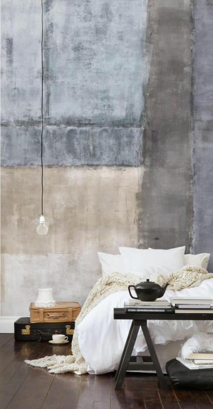 decoracion de paredes, decoracion en beige y gris para pared de dormitorio