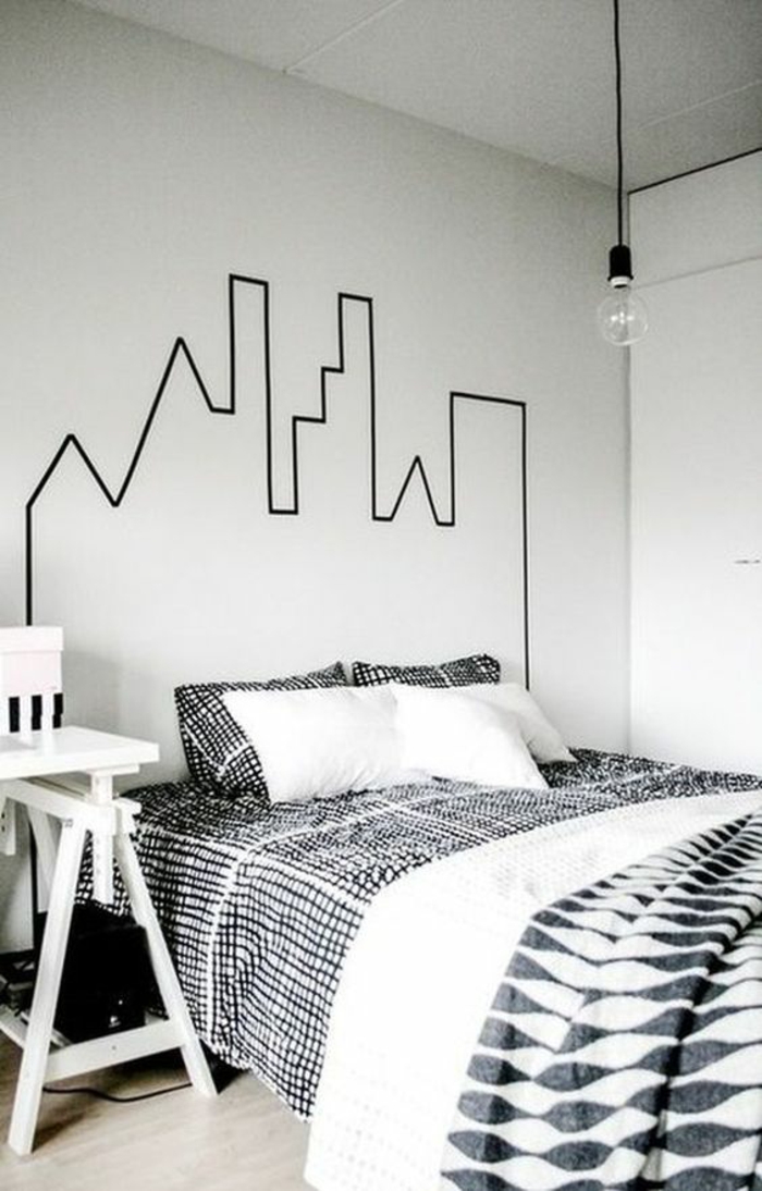decorar paredes, decoracion minimalista edificios estilizados en pared blanca