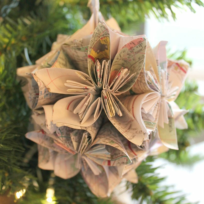 manualidades navidad, elemento para el árbol, papel reutilizada