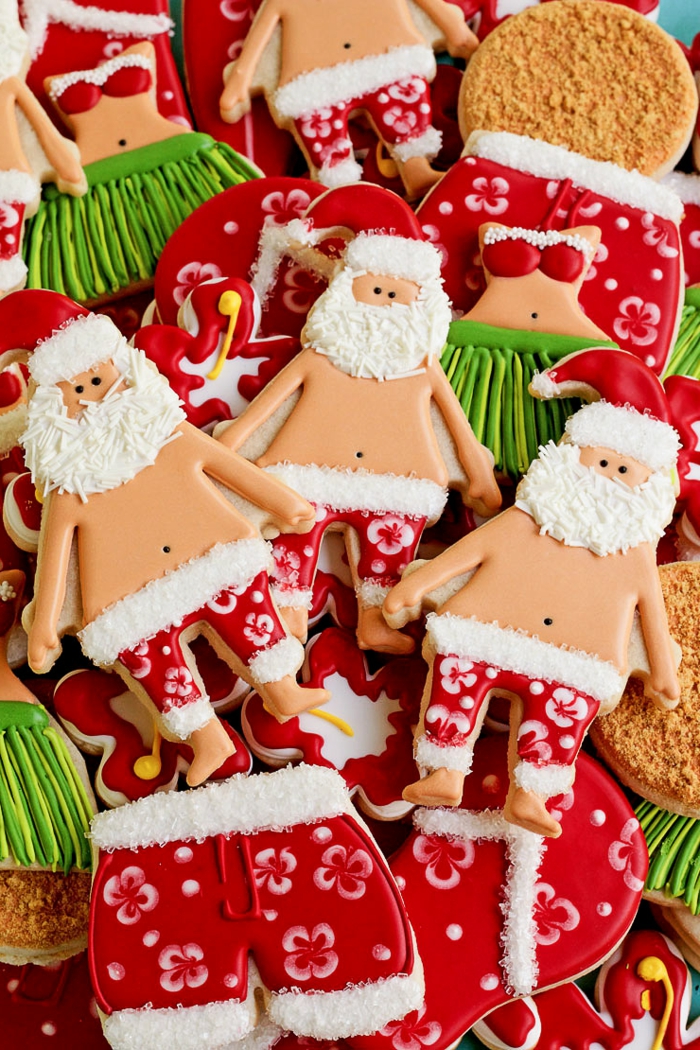 manualidades de navidad faciles, galletas hawaianas, papa noel en colores