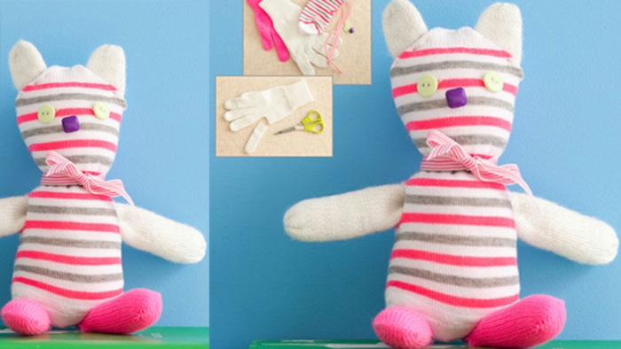 manualidades sencillas, como hacer muñecos de ropa usada, gato de trapos