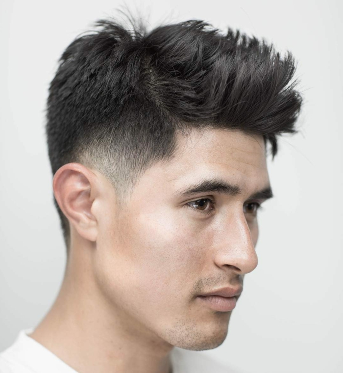 cortes de pelo hombre 2018, peinado asimétrico, efecto de múltiples capas, cabello negro voluminoso