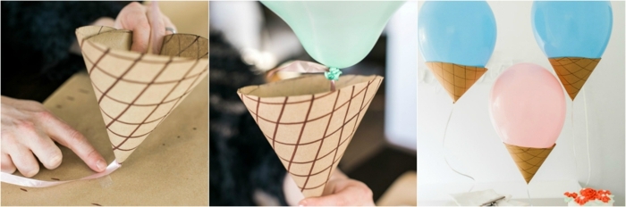 fiestas de cumpleaños, cómo hacer helados de cartón y globos paso a paso