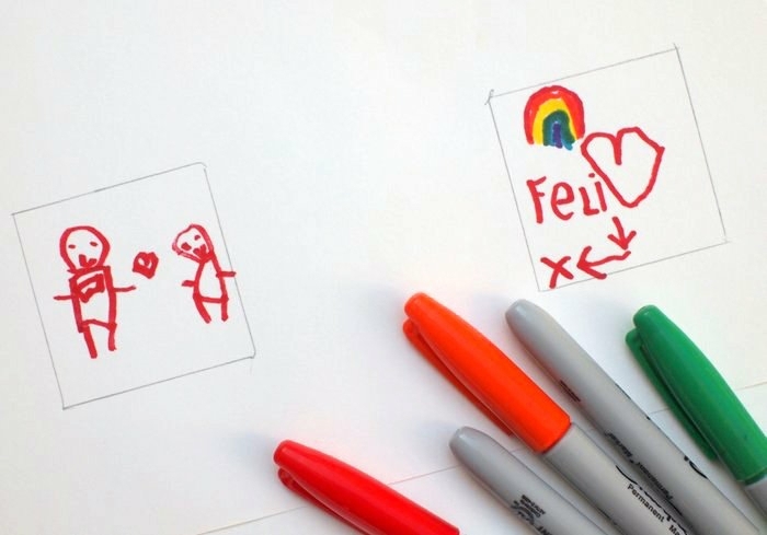 manualidades faciles para hacer en casa, dibujos infantil en marcador rojo