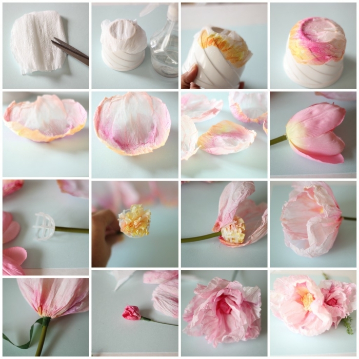 como hacer una rosa de papel, tutorial para pintar papel y hacer flores