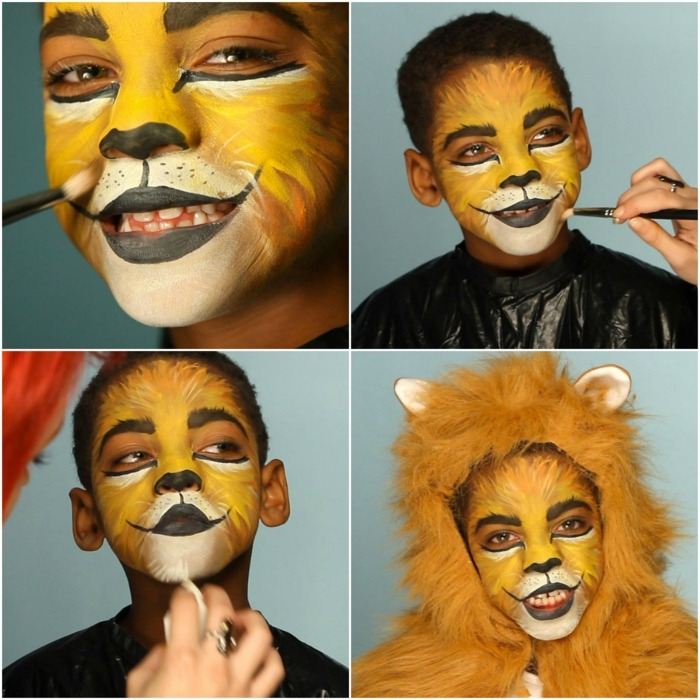 maquillaje halloween hombre, tutorial para maquillaje de leon niños