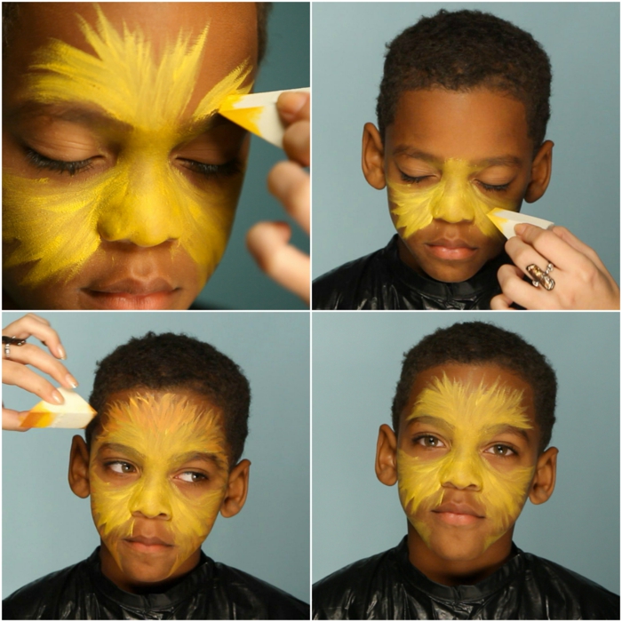maquillaje halloween hombres, instrucciones para maquillaje de león para niños