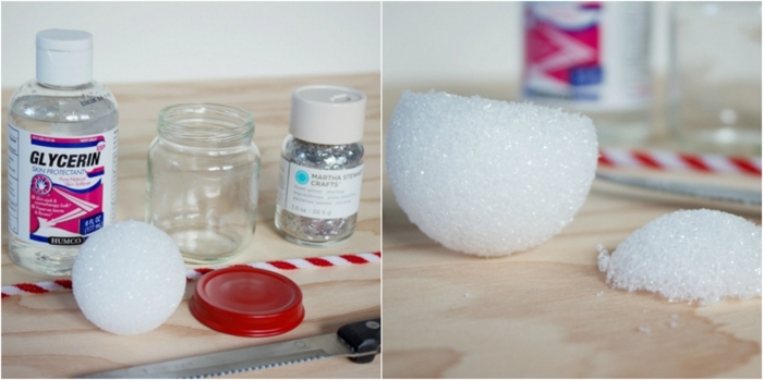 regalos de san valentin, tutorial para hacer bola de nieve con corazon, glicerina, poliestireno extruido y purpurina