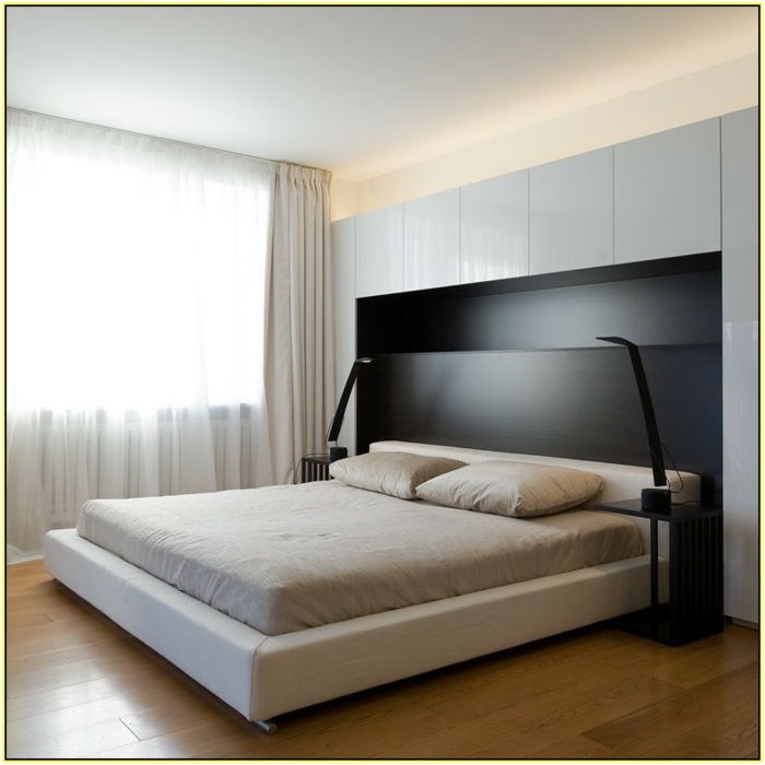 cabeceros de cama originales, cama empotrada, cabecero masivo de madera, dormitorio en estilo minimalista