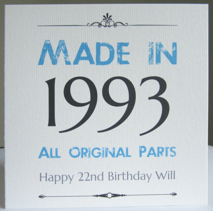tarjetas de cumpleaños originales, tarjeta blanca feliz cumpleaños, hecho en 1993, todas las partes originales