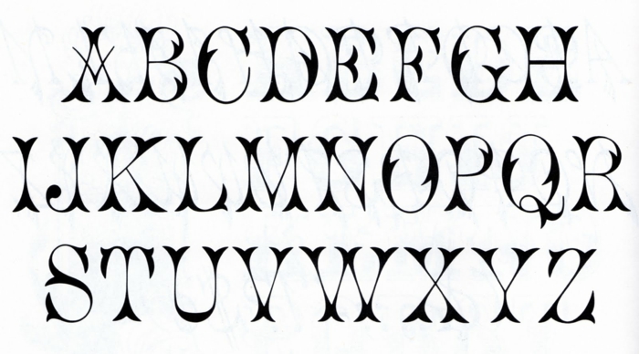 tipo de letras para tatuajes, diseño de fuente para tatuajes con motivos florales, alfabeto con letras mayúsculas
