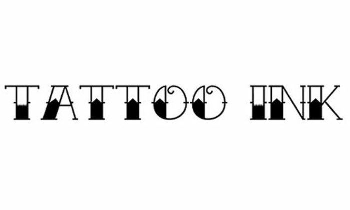 tipos de letras para tatuajes, plantilla de tatoo ink, fuente para tatuajes con media letra llena de tinta negra