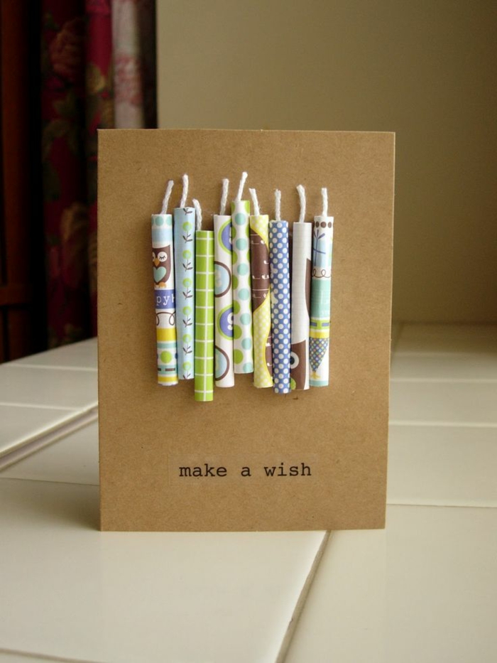 imagenes de feliz cumpleaños, tarjeta de cumpleaños de cartón kraft y velas para pastel, pide un deseo