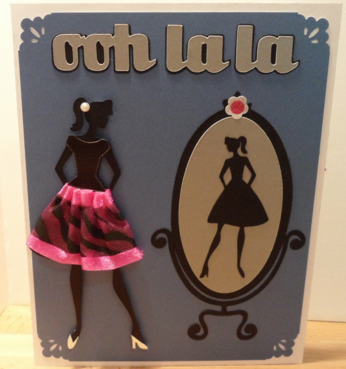 felicidades amiga, tarjeta de cumpleaños estilo francés con dama mirándose en el espejo, tarjeta apropiada para mujeres