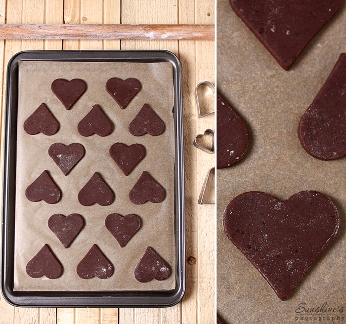 galletas faciles de hacer, galletas de navidad de cacao en forma de corazón, propuesta original y fácil de hacer