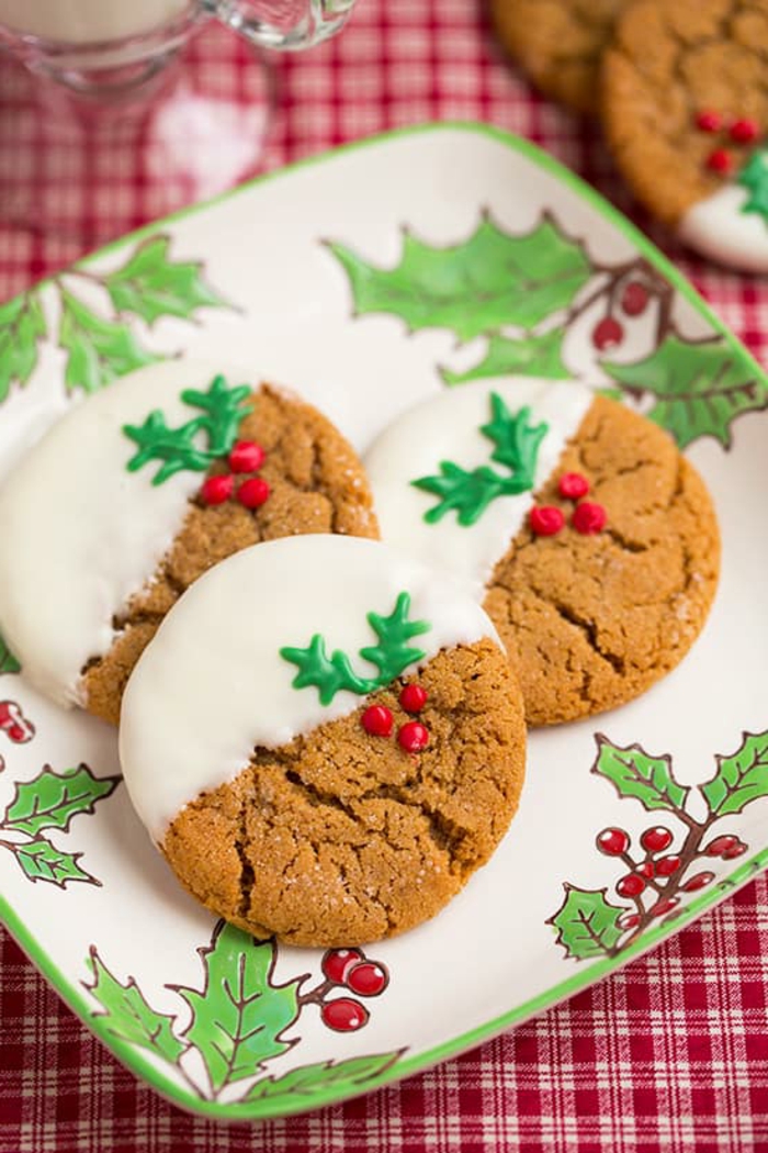 recetas de galletas faciles, ideas para la cena de navidad 2017, ornamentos bonitos decorados en los colores navideños
