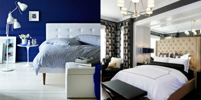 habitaciones de matrimonio, dos propuestas de estilo de dormitorios modernos con camas de cabeceros tapizados en capitoné
