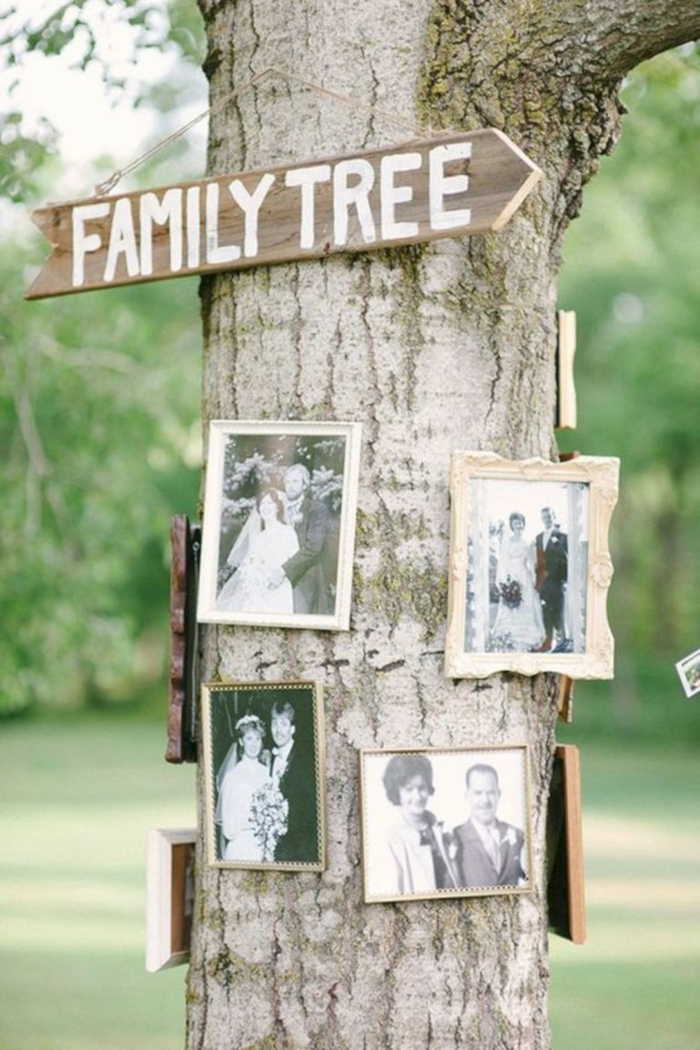 decoracion con fotos, bonita idea para hacer un árbol de familia con fotografías viejas en blanco y negro, manualidades con fotos