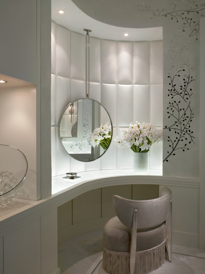espejos para baños de encanto, bonita decoración para el cuarto de baño de espejos y flores