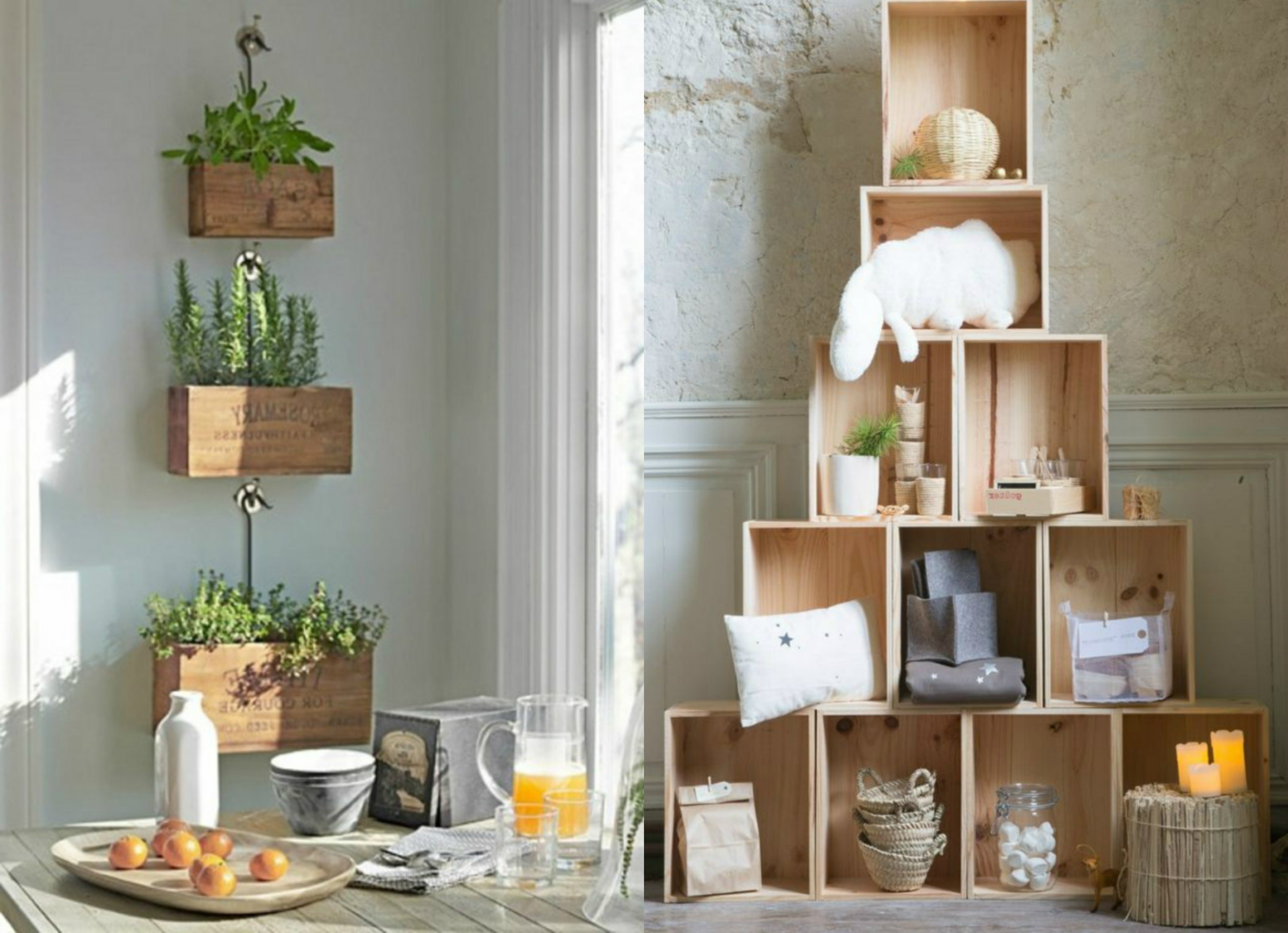 dos propuestas encantadoras de muebles hechos de cajas de frutas, decorar cajas de madera ideas inspiradoras