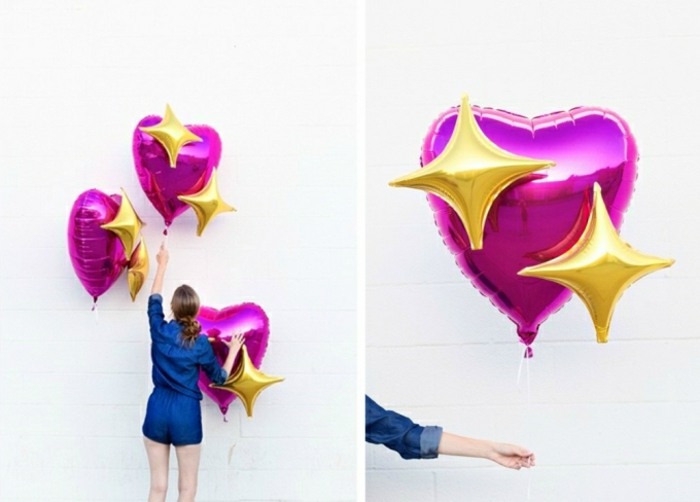 preciosa decoración con globos en forma de corazón, ideas para cumpleaños para sorprender a tu pareja 