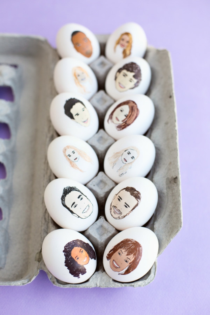 ideas atractivas para decorar tu hogar esta primavera, como pintar huevos de pascua con caras de celebridades