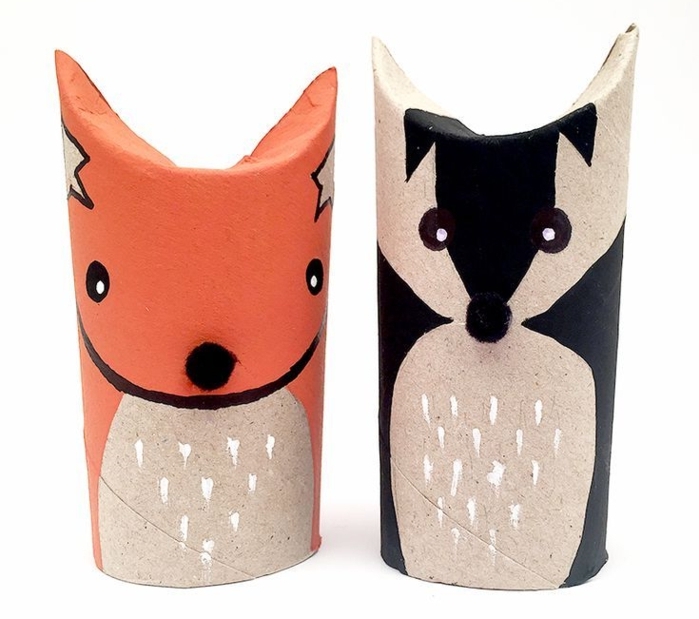 animales simpáticos, figuras decorativas hechas de tubos de cartón, manualidades con tubos de papel higienico originales 