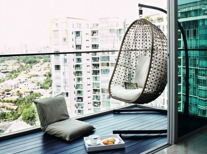 tendencias 2018 y ideas para decorar terrazas, muebles modernos en colores claros, decoración minimalista 