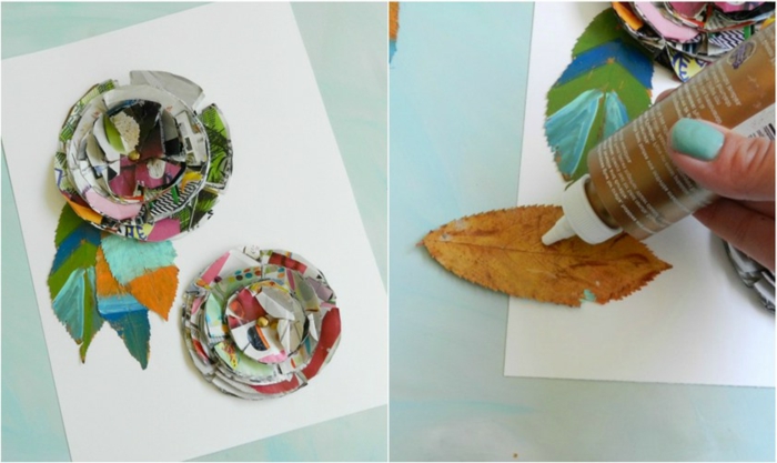 ideas decorativas originales con papel y hojas de árboles secas, manualidades faciles y rapidas