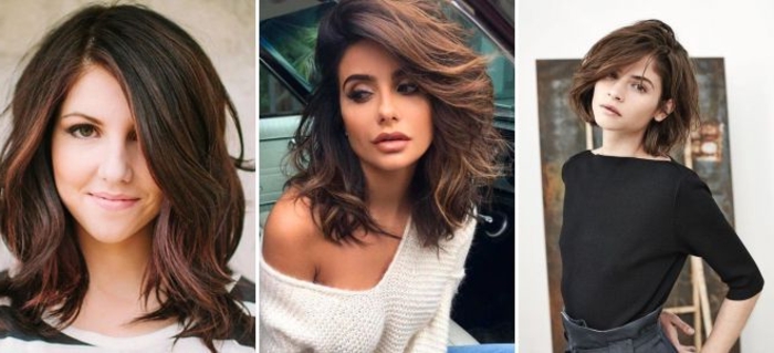 cortes de pelo mujer 2018 media melena, tres propuestas media melena castaña, cortes de pelo modernos 