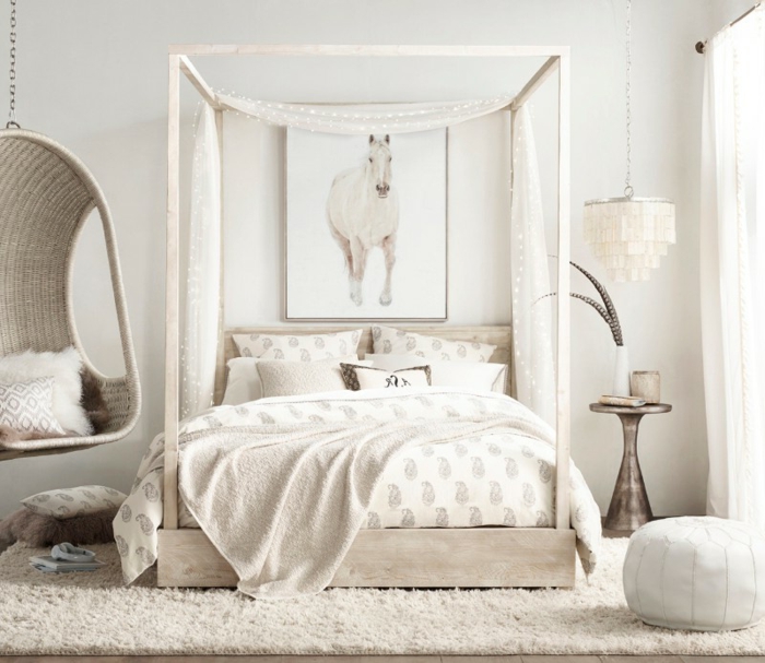 dormitorios matrimonio decorados en un solo color, decoración en beige, muebles de diseño moderno