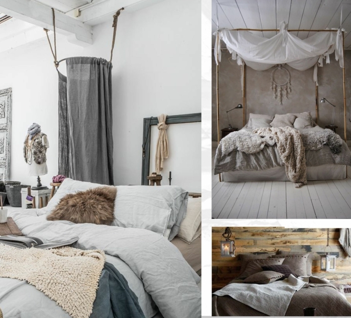 tres ejemplos de decoración en blanco y colores terrestres, decoracion dormitorios moderna 