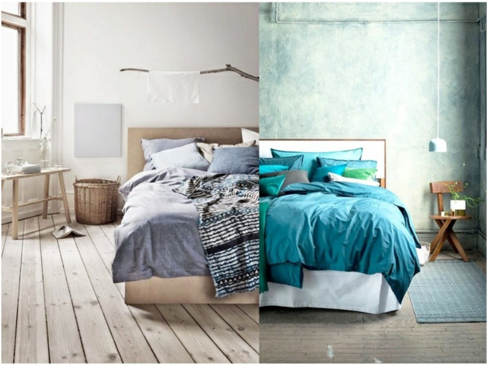 dos ejemplos sobre como decorar habitacion matrimonio pequeña, colores modernos 2018 