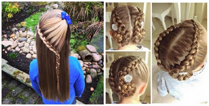 peinados con trenzas fáciles, ideas de como hacerse trenzas en el pelo en moño o sueltasm decoracion con cintas, fotos y videos de como hacer peinados faciles para niñas