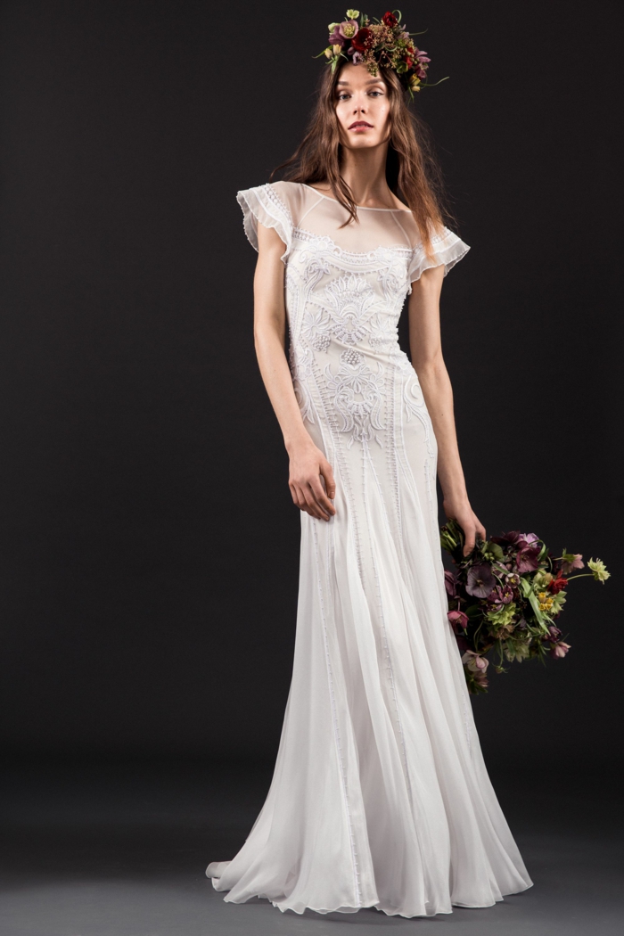 preciosa propuesta de vestido de novia largo en blanco, vestidos ibicencos baratos y bonitos