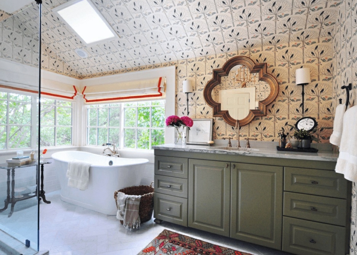 ejemplos de cuartos de baño modernos decorados en blanco y beige en imágines, consejos de decoración 