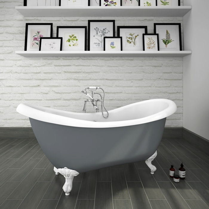 ideas de azulejos para baños pequeños, cuartos de baño en blanco y gris con decoración moderna 
