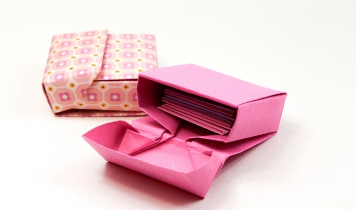 bonitas ideas de origami fácil, cajas de papel colorida hechas con papiroflexia, manualidades originales 