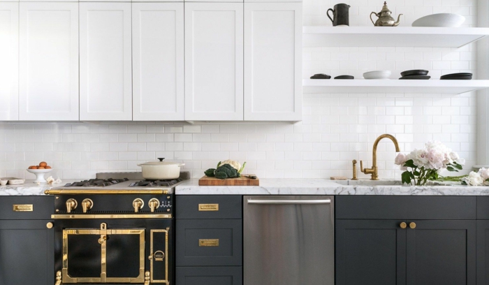diseños de cocinas decoradas en blanco y negro, cocinas bonitas y funcionales, tendencias 2018 2019