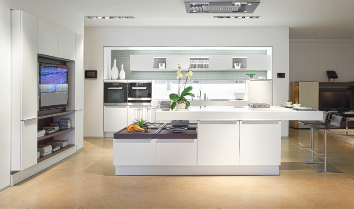 diseños de cocinas modernas decoradas en blanco, como decorar una cocina en estilo contemporáneo 