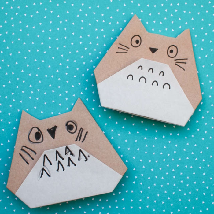 ideas de papiroflexia para niños, gatos DIY hechas con papel, ejemplos de manualidades para niños con papel 