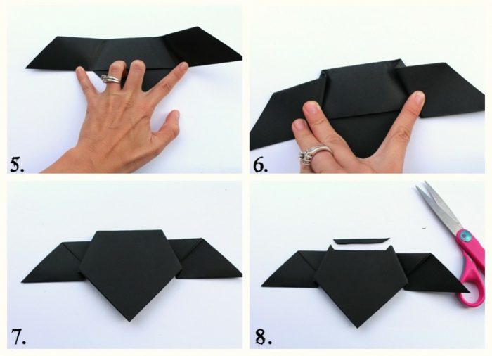 tutoriales DIY de papiroflexia animales paso a paso, murciélago hecho con papel, tutoriales en fotos 
